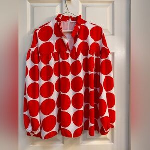 Red Polka Dot Women's Top